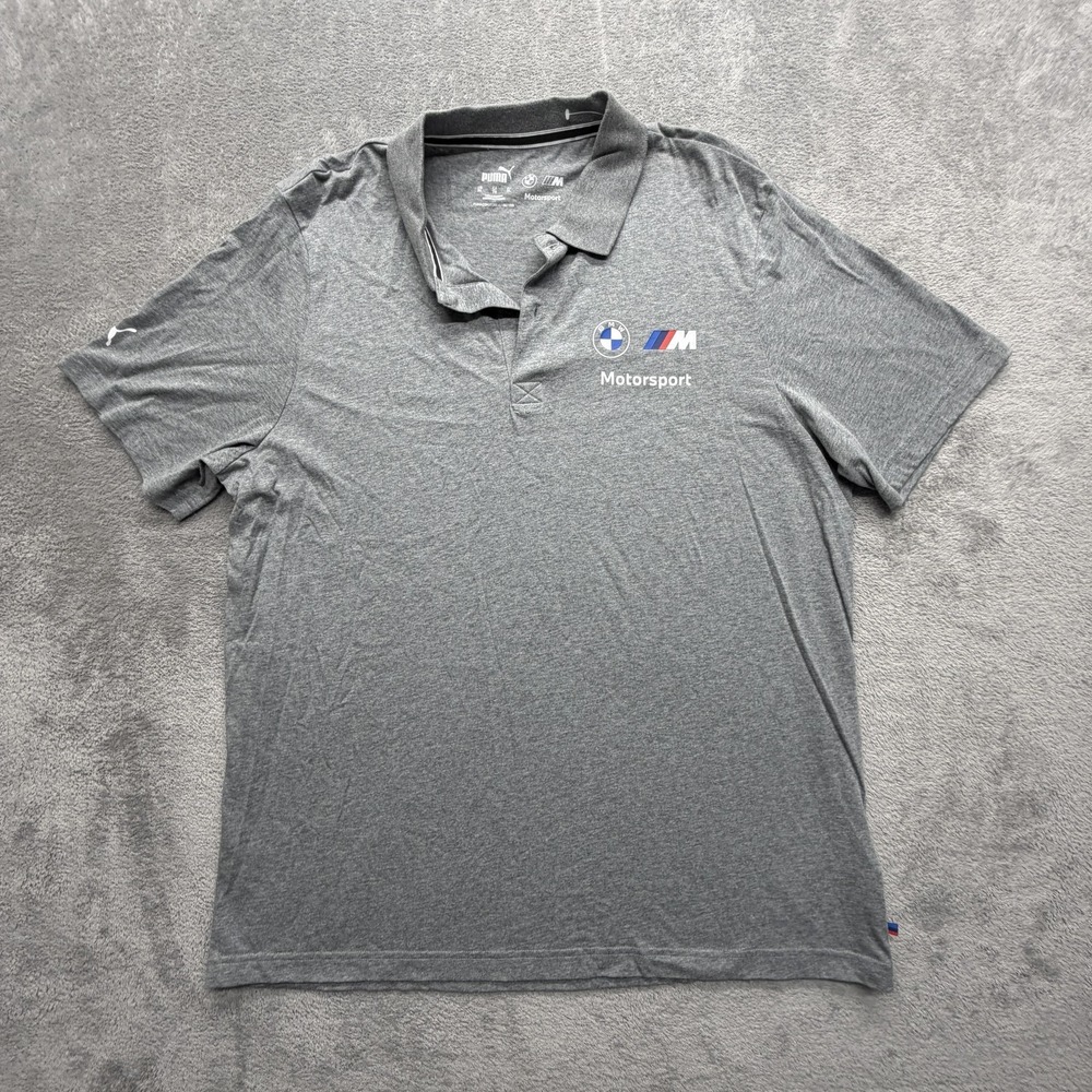 Puma BMW Motorsport‎ Polo Shirt Mens XL Gray Racing Driving Performance Cotton